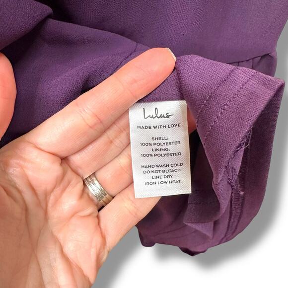 Lulus NWT Soiree Celebration Purple Ruffled Lace-Up Chiffon Maxi Dress Small - Picture 10 of 10